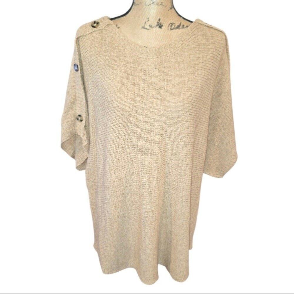 Cable & Gauge Loose Weave Lagenlook Oversized Wheat Sweater Plus Size 3X New